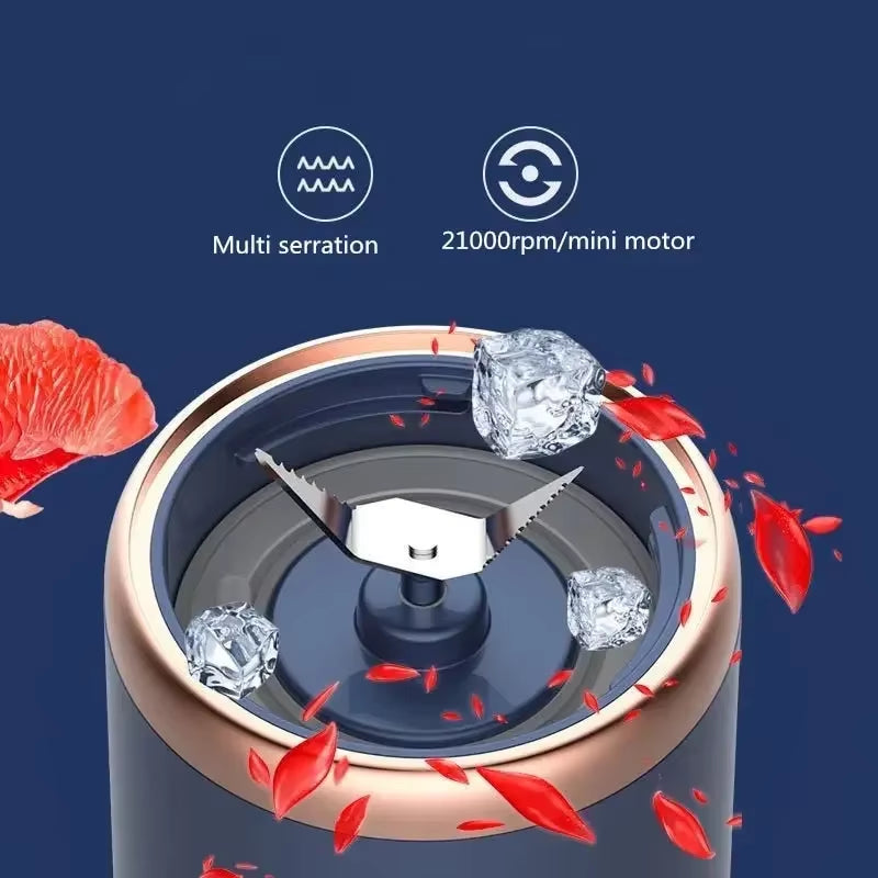 Electric Juicer Cup for Travel Portable Juicer Mixer 6 Blades Usb Fresh Fruit Juice Personal Blender Portable Blender Smoothie