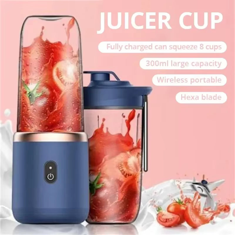 Electric Juicer Cup for Travel Portable Juicer Mixer 6 Blades Usb Fresh Fruit Juice Personal Blender Portable Blender Smoothie